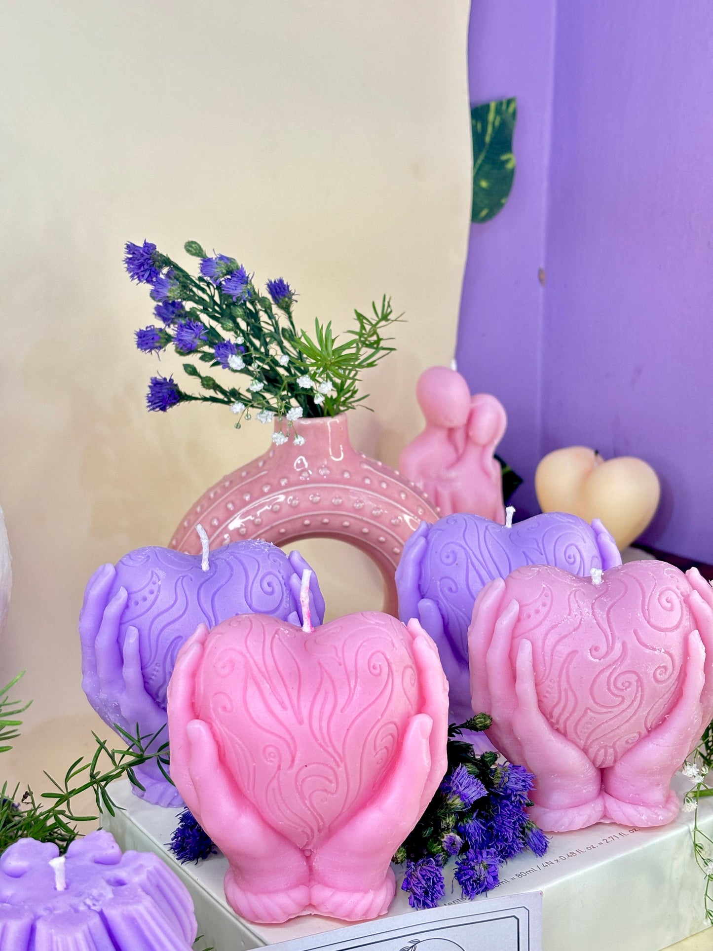 Heart in hand candle mould