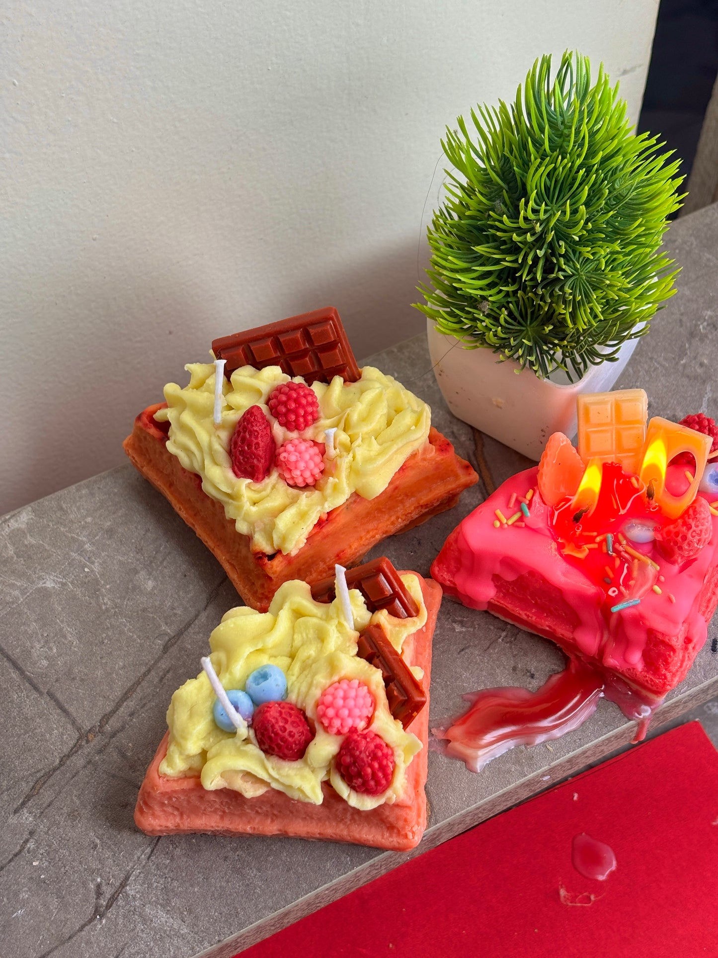 Waffle dessert candle