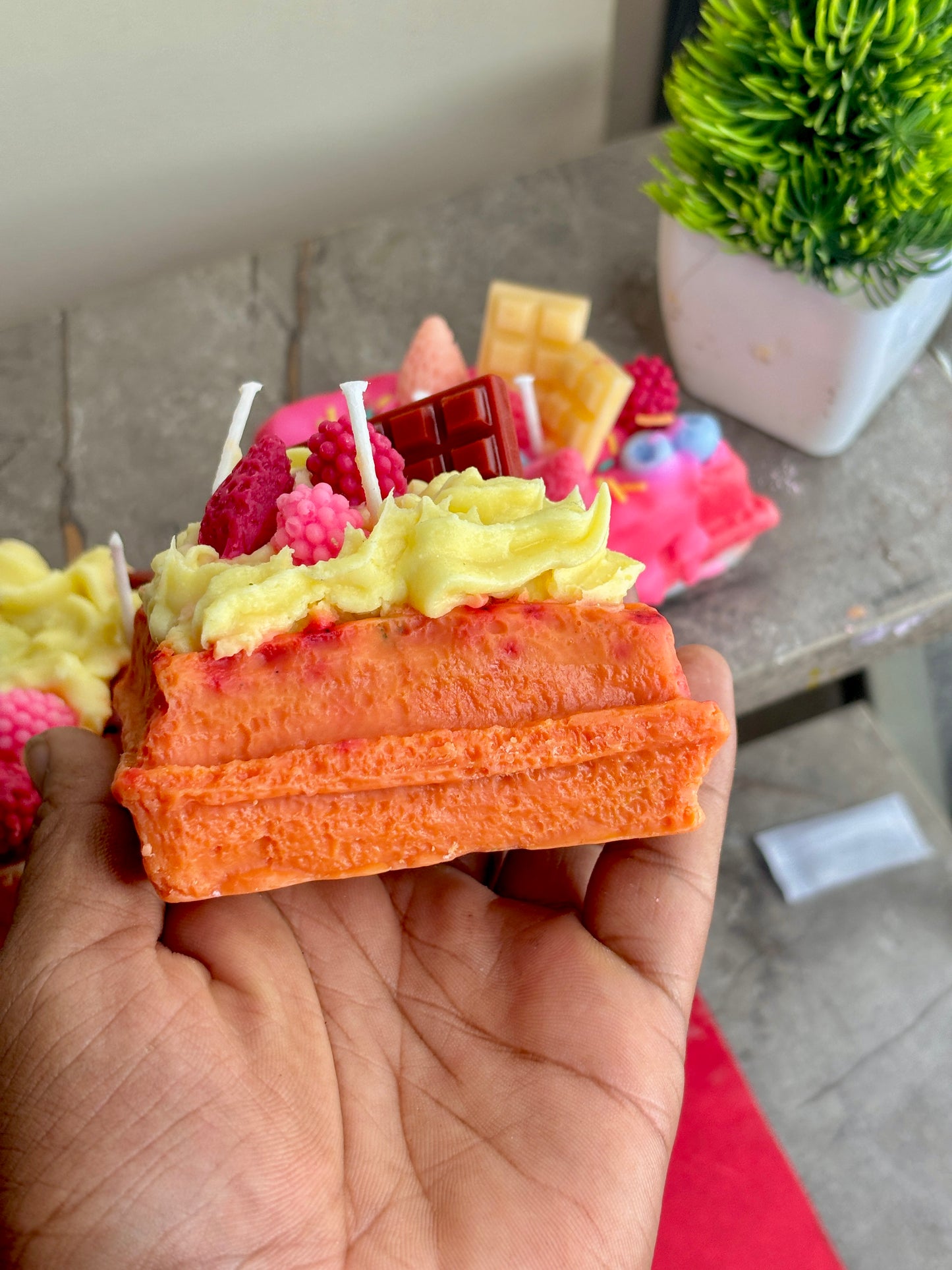 Waffle dessert candle