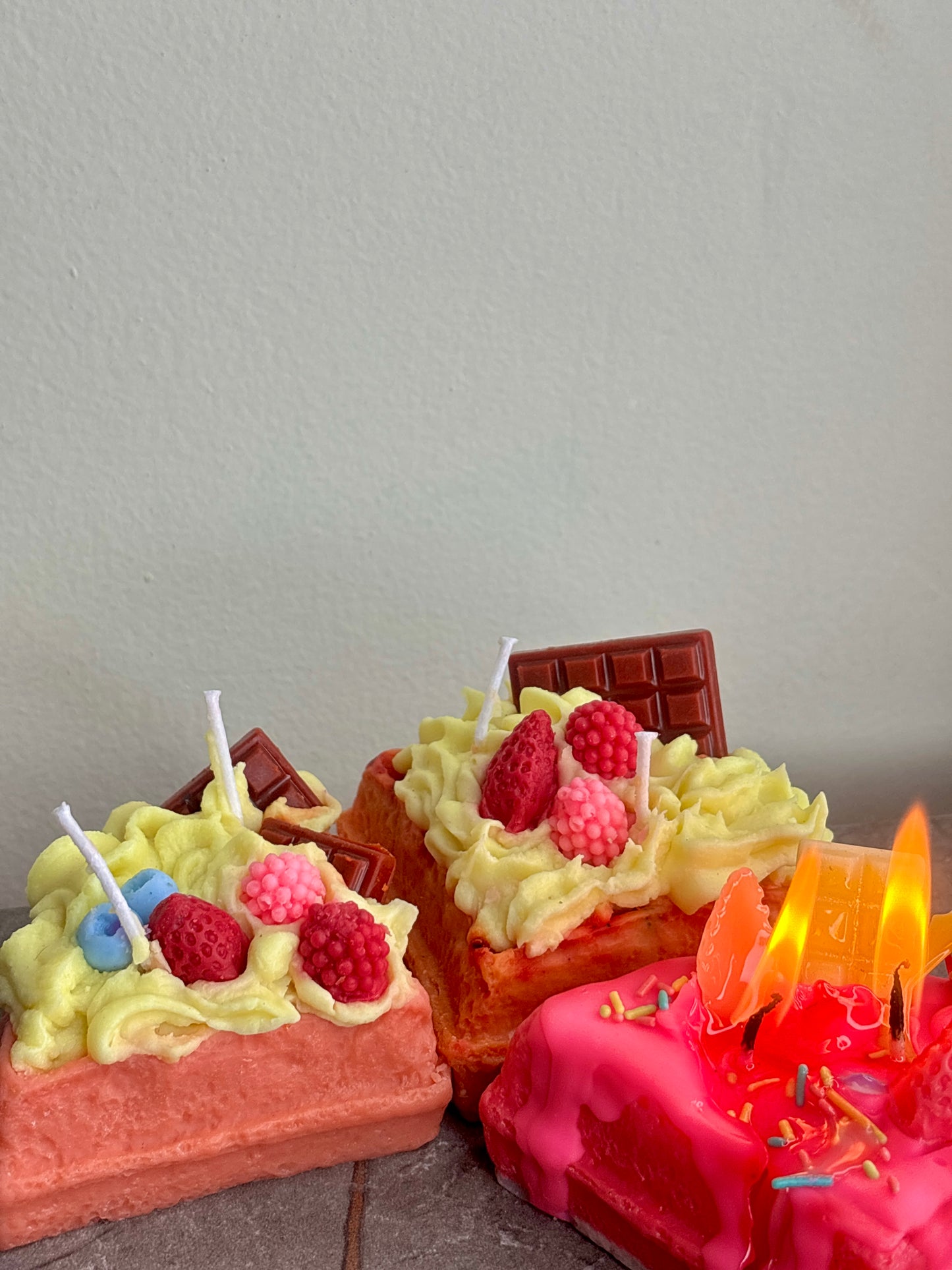 Waffle dessert candle