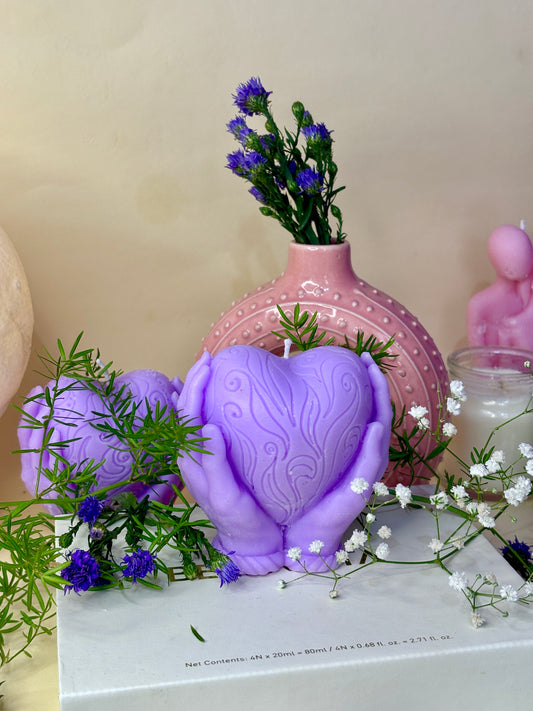 Heart in hand candle mould