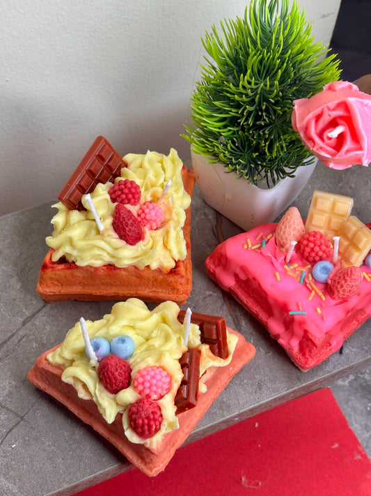 Waffle dessert candle