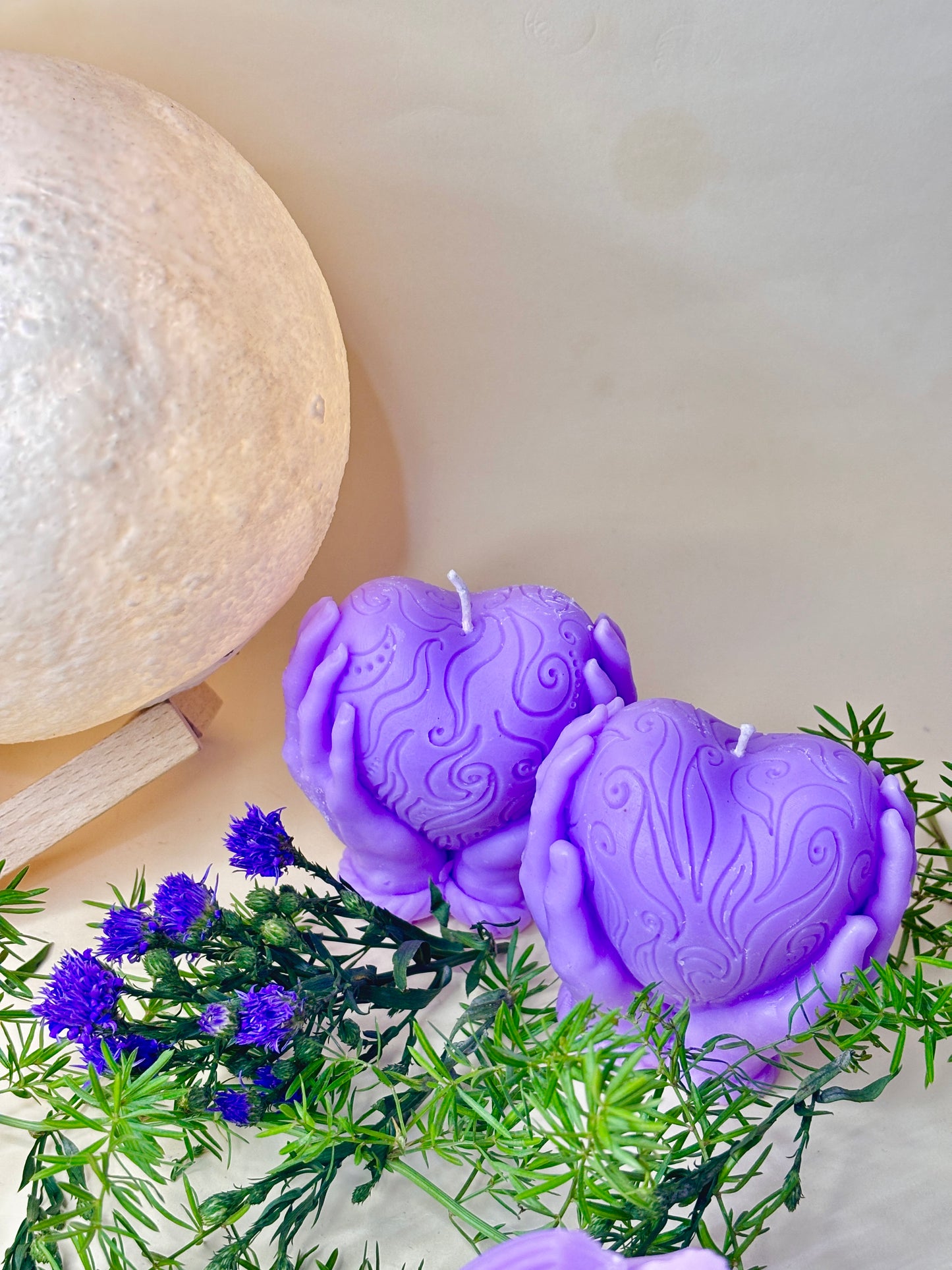 Heart in hand candle mould