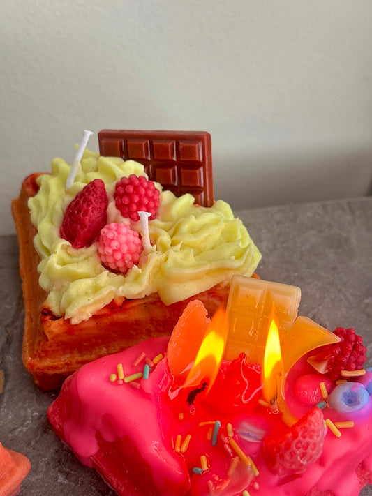 Waffle dessert candle